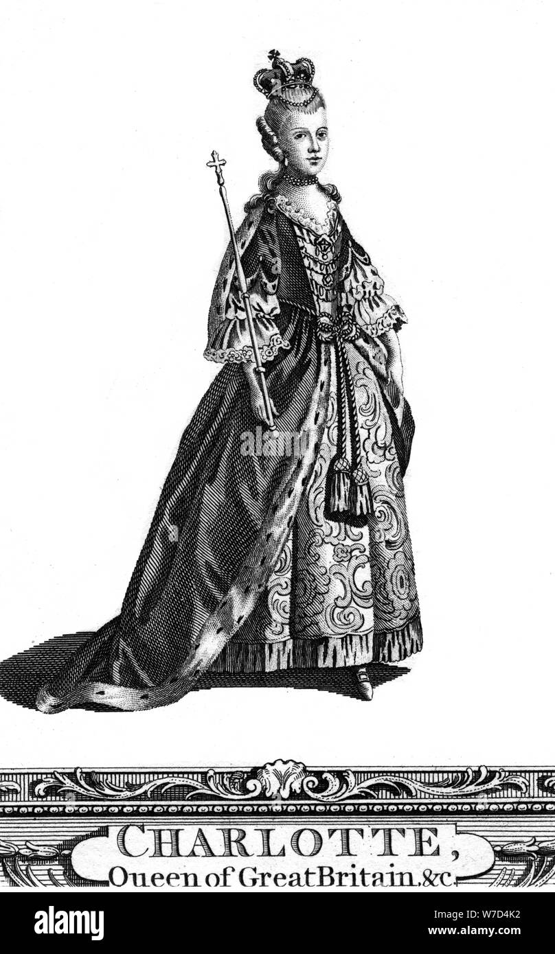 Queen Charlotte, regina consorte di Giorgio III del Regno Unito. Artista: sconosciuto Foto Stock