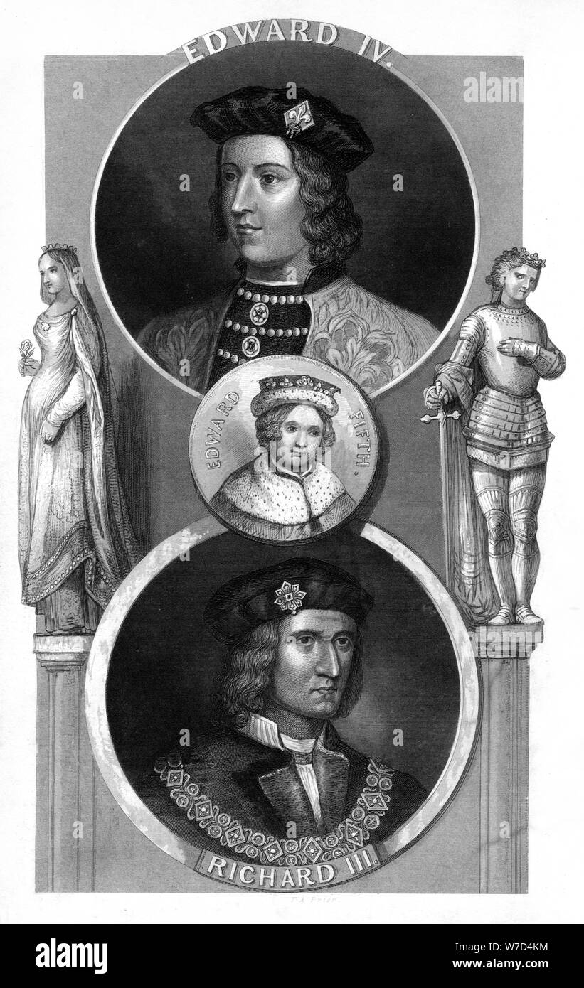 Edward IV, Edward V e Richard III d'Inghilterra, (xix secolo).Artista: Thomas Abiel prima Foto Stock