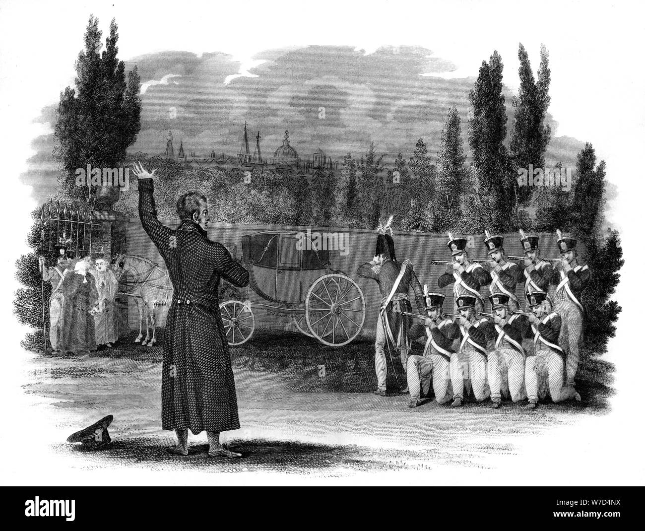 L'esecuzione del Maresciallo Ney, Francia, 1816. Artista: sconosciuto Foto Stock
