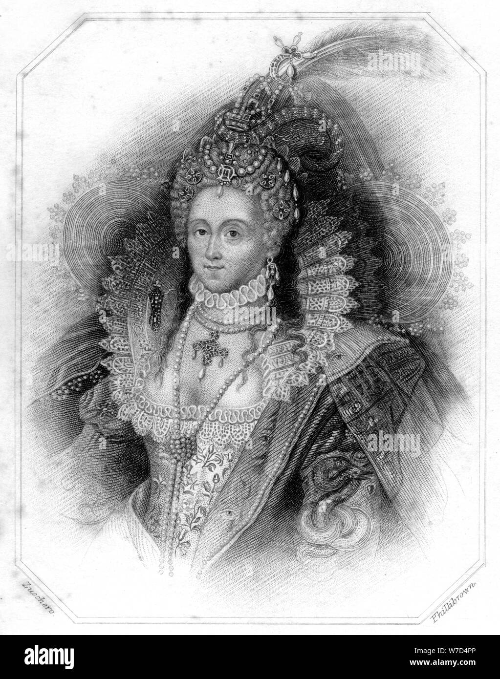 Elisabetta I d'Inghilterra, (metà del XIX secolo).Artista: Thomas Phillibrown Foto Stock