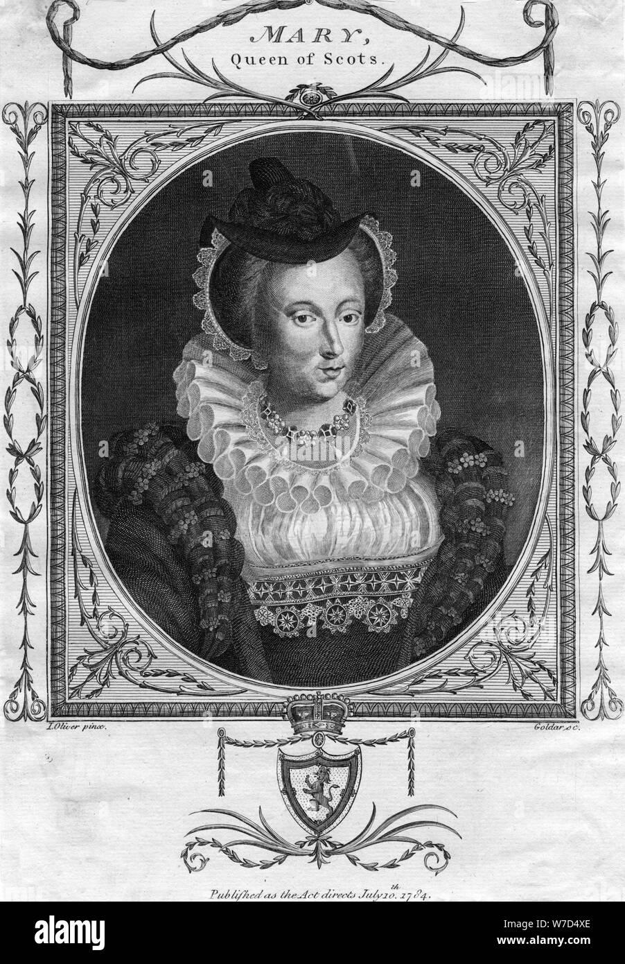 Maria, Regina di Scozia, (1784).Artista: Goldar Foto Stock