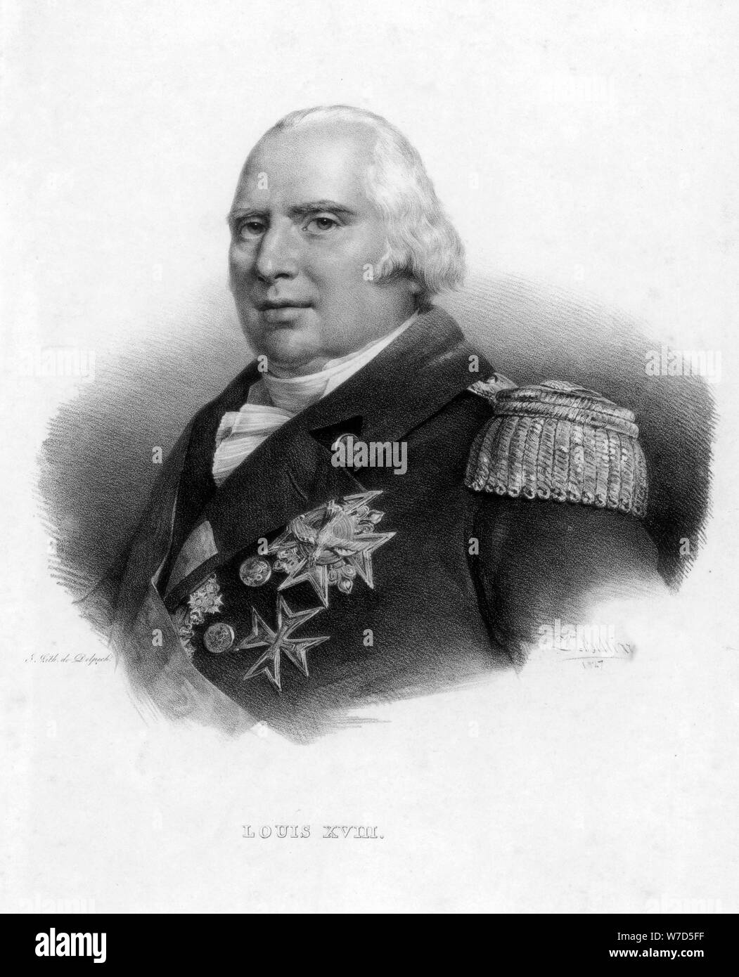 Luigi XVIII Re di Francia (1827).Artista: Delpech Foto Stock