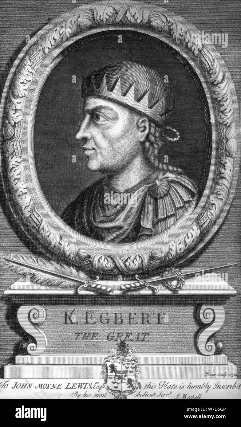 Egbert il sassone, primo re di tutta l'Inghilterra.Artista: Re Foto Stock