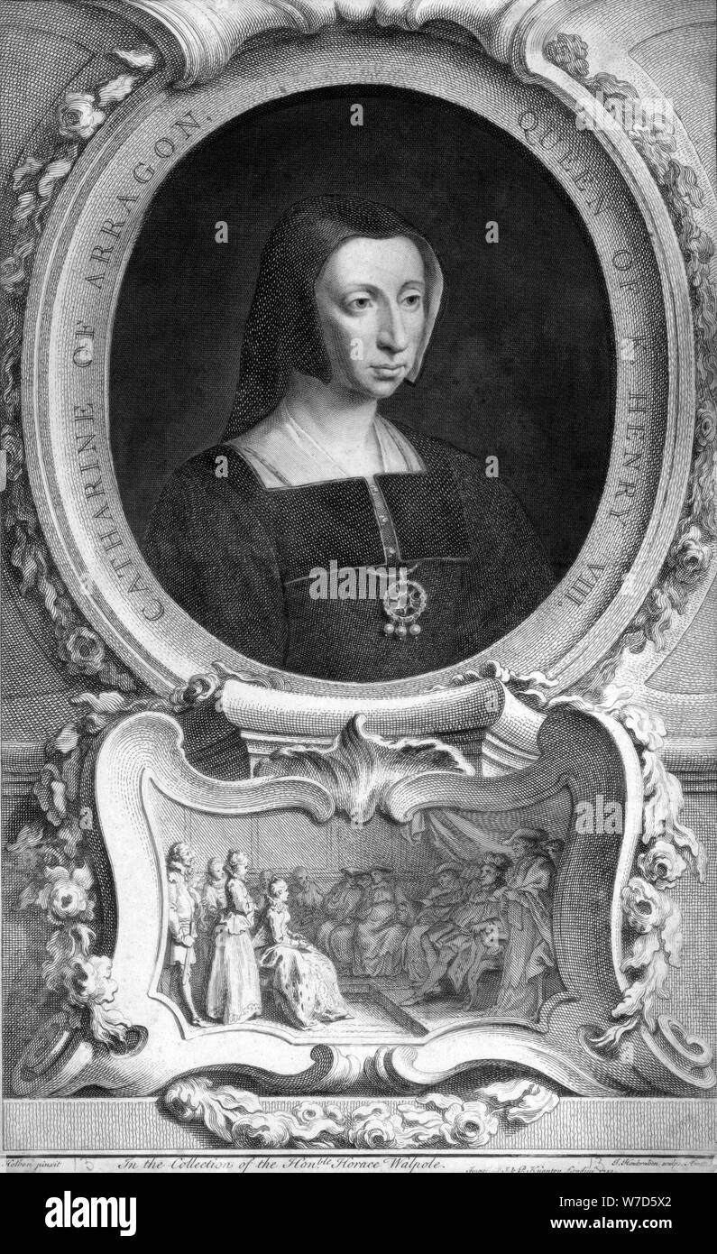 Caterina d'Aragona (1485-1536), 1744.Artista: Jacobus Houbraken Foto Stock