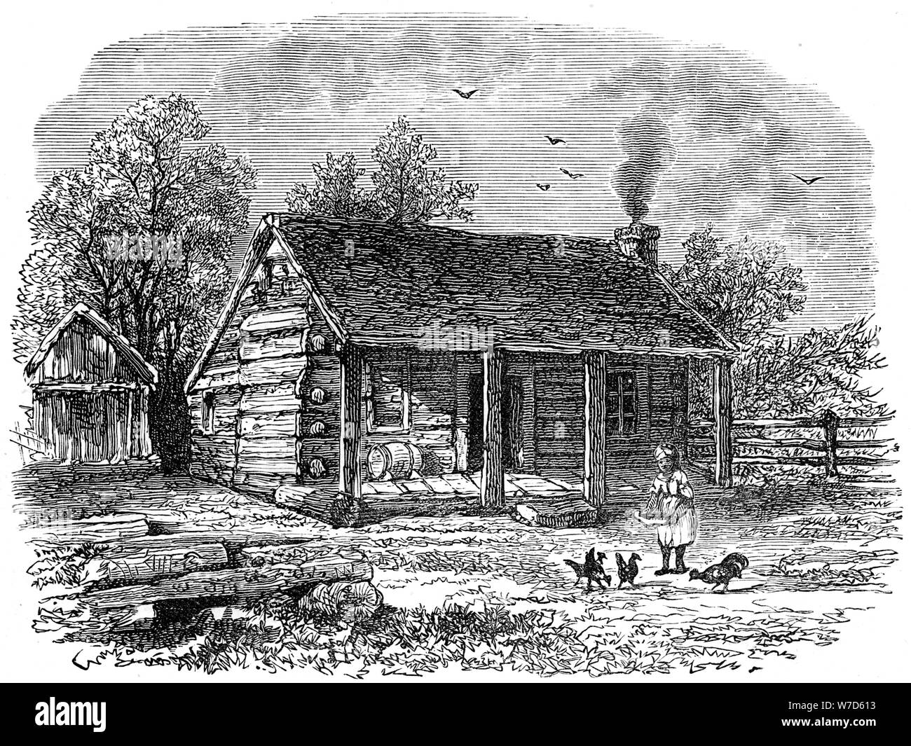 I primi home di Abraham Lincoln, Gentryville, Indiana, xix secolo. Artista: sconosciuto Foto Stock