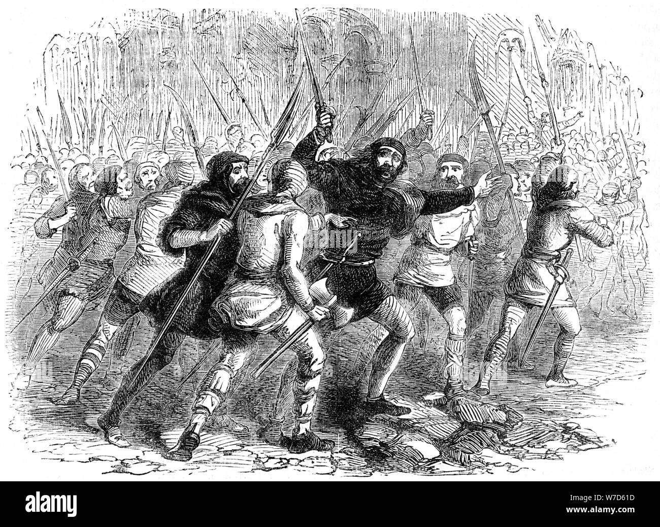 La rivolta dei cittadini di Londra contro Matilda, 1141. Artista: sconosciuto Foto Stock