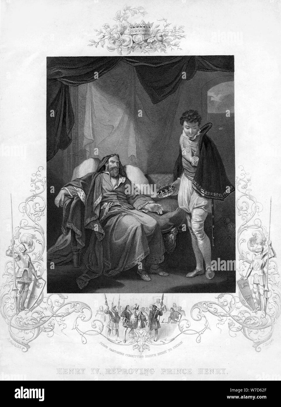 Enrico IV rimproverando il principe Henry, (xix secolo).Artista: J Rogers Foto Stock