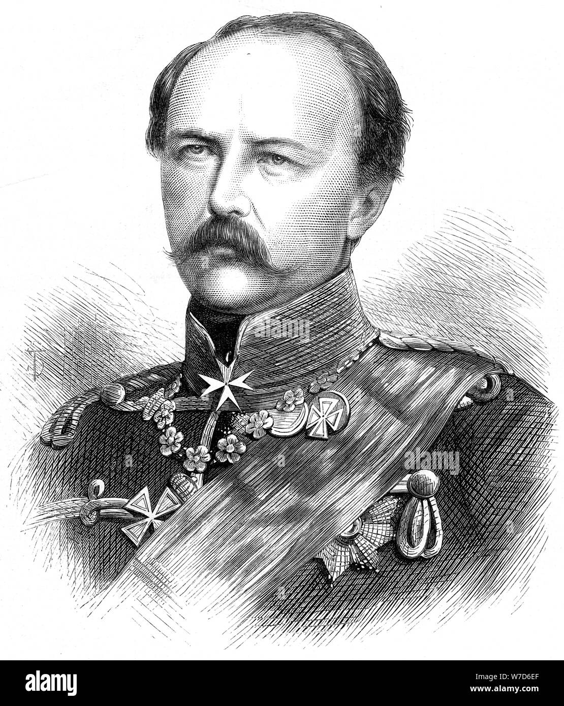 Il principe Federico Charles Nicholas of Prussia (1828-1885), 1870. Artista: sconosciuto Foto Stock