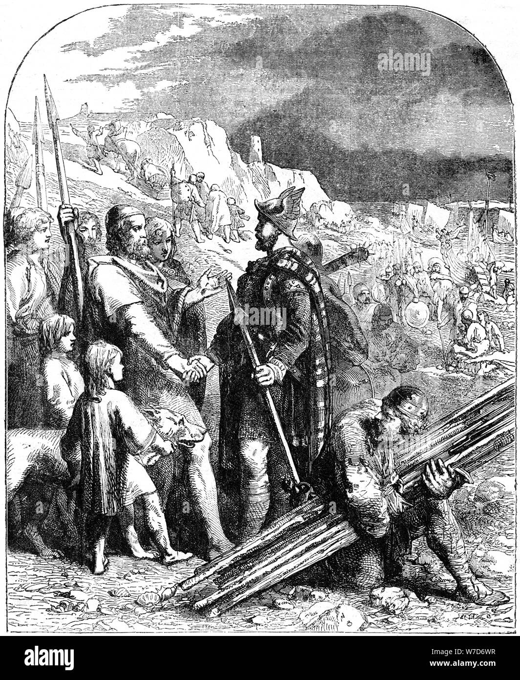 " Il Trattato di pace tra il sassone leader e il British King', (xix secolo). Artista: sconosciuto Foto Stock