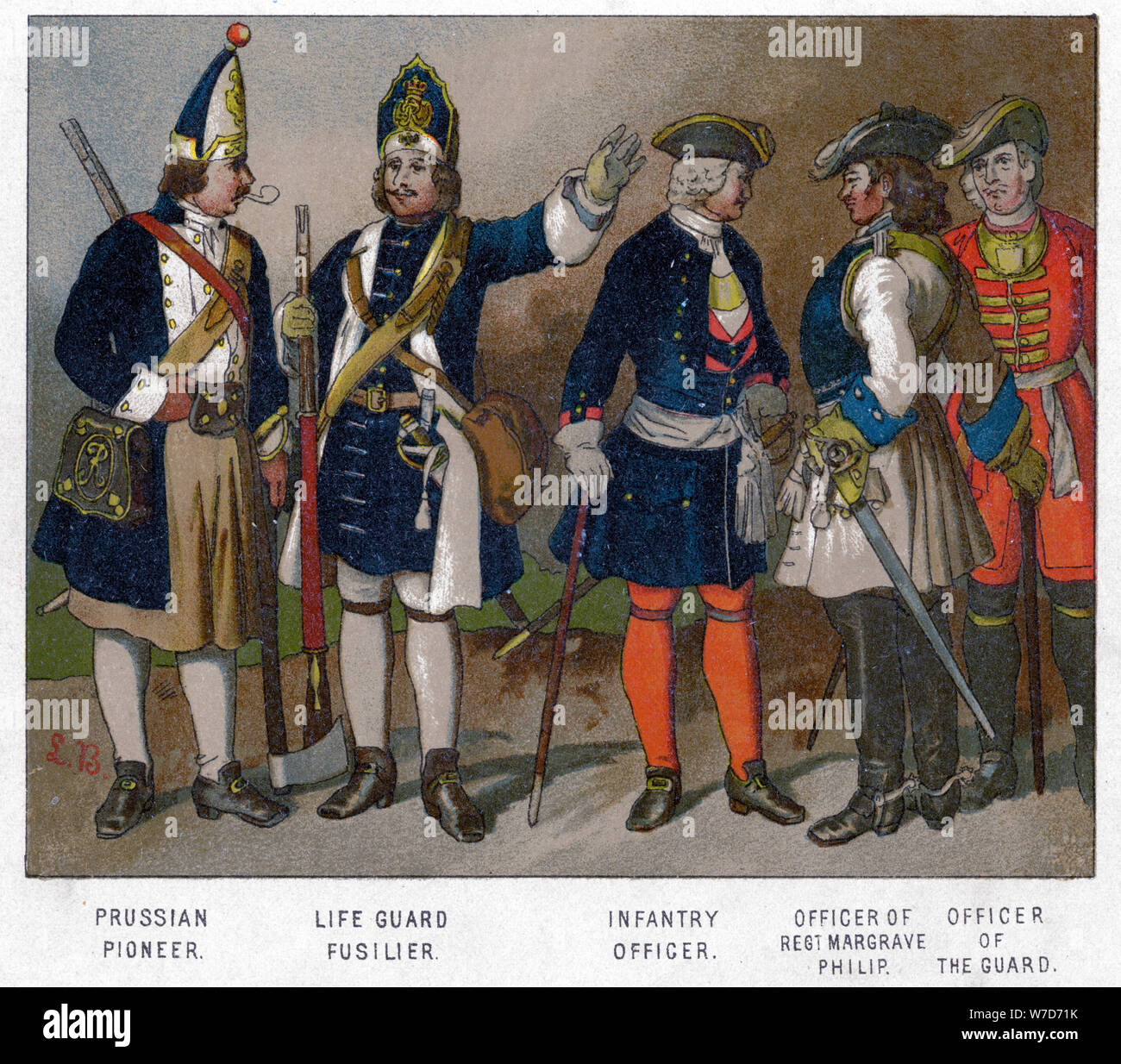 Prussia e soldati francesi del 1704 (XIX secolo). Artista: sconosciuto Foto Stock