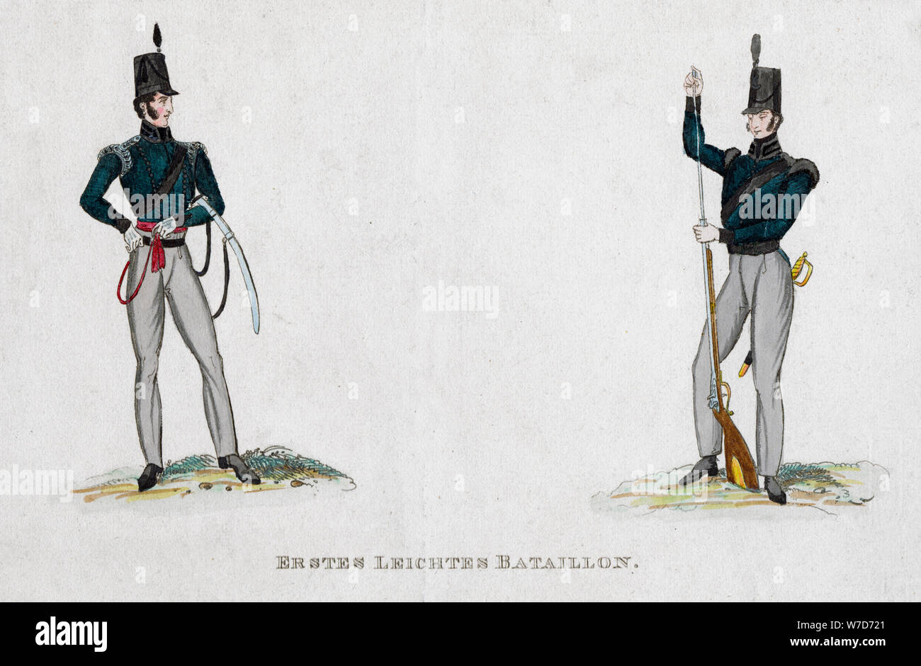 I soldati tedeschi dal periodo di Waterloo, xix secolo. Artista: sconosciuto Foto Stock
