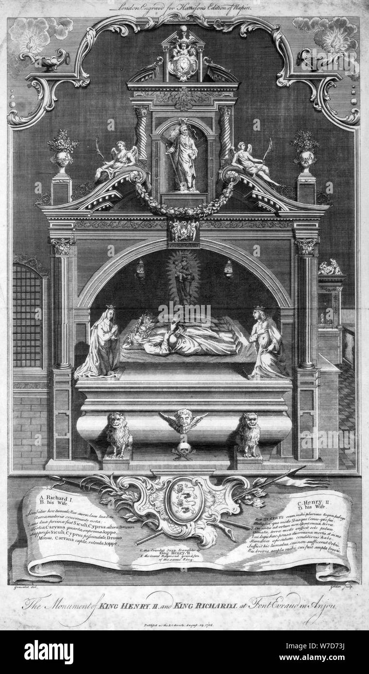Il monumento del Re Enrico II e Richard ho a Fontevrault in Anjou, 1786.Artista: Goldar Foto Stock