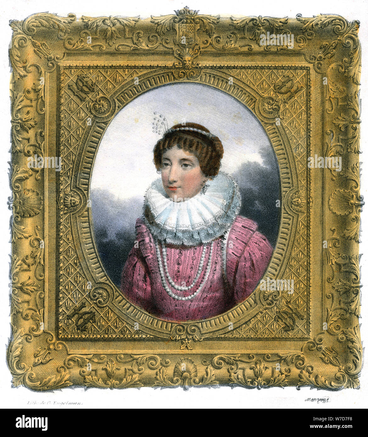 "Donna in abito Elizabethan', c1819Artista: G Engelmann Foto Stock
