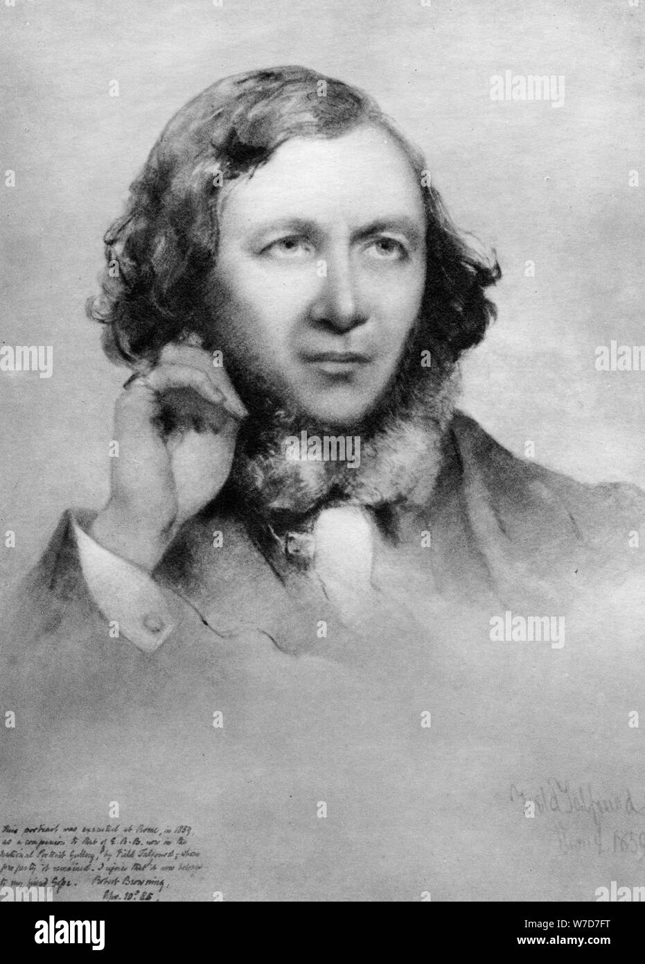 Robert Browning, poeta britannico, 1859. Artista: sconosciuto Foto Stock