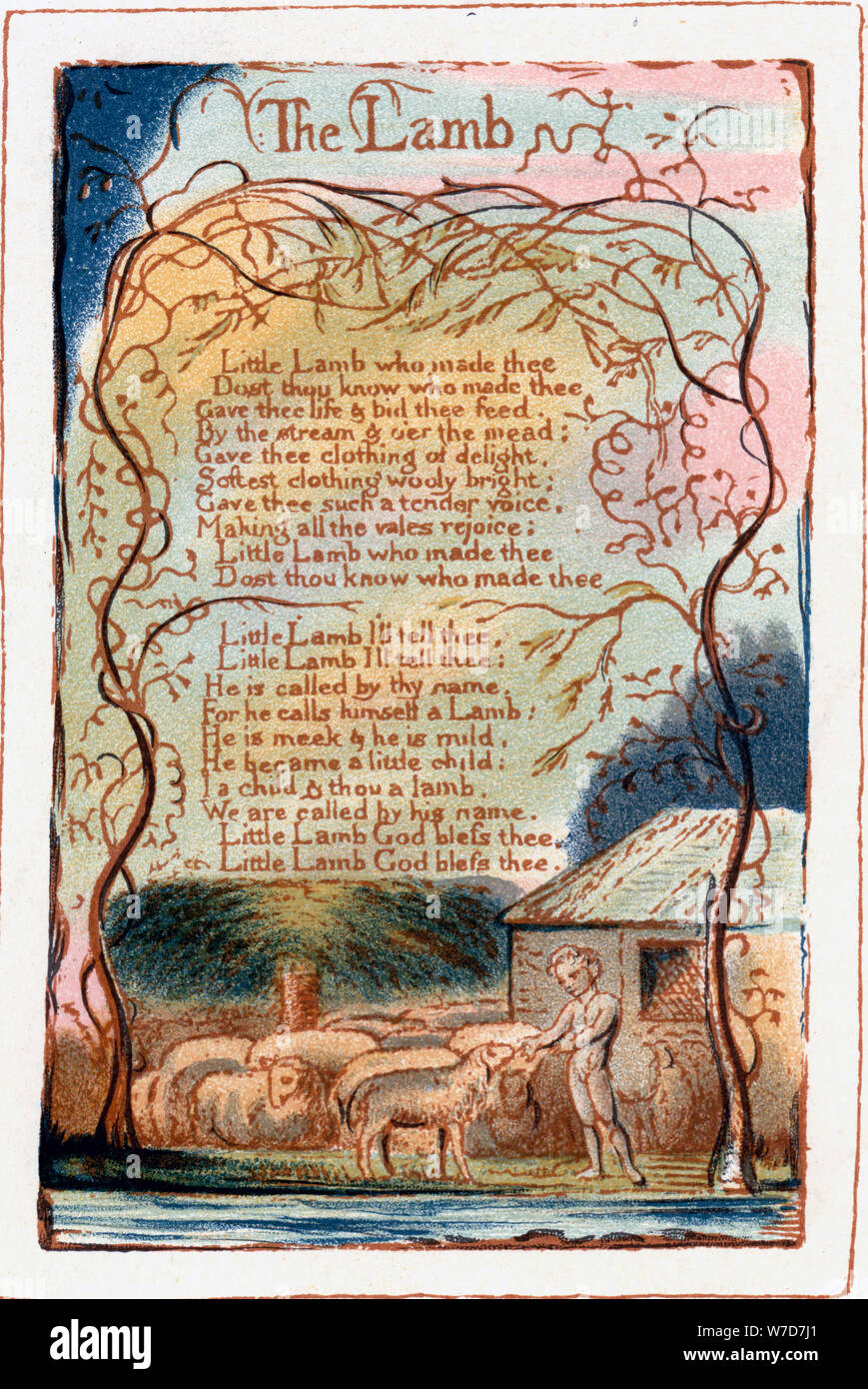 'L'Agnello, illustrazione da 'SATTAC di innocenza e di esperienza'. c1770-1820. Artista: William Blake Foto Stock