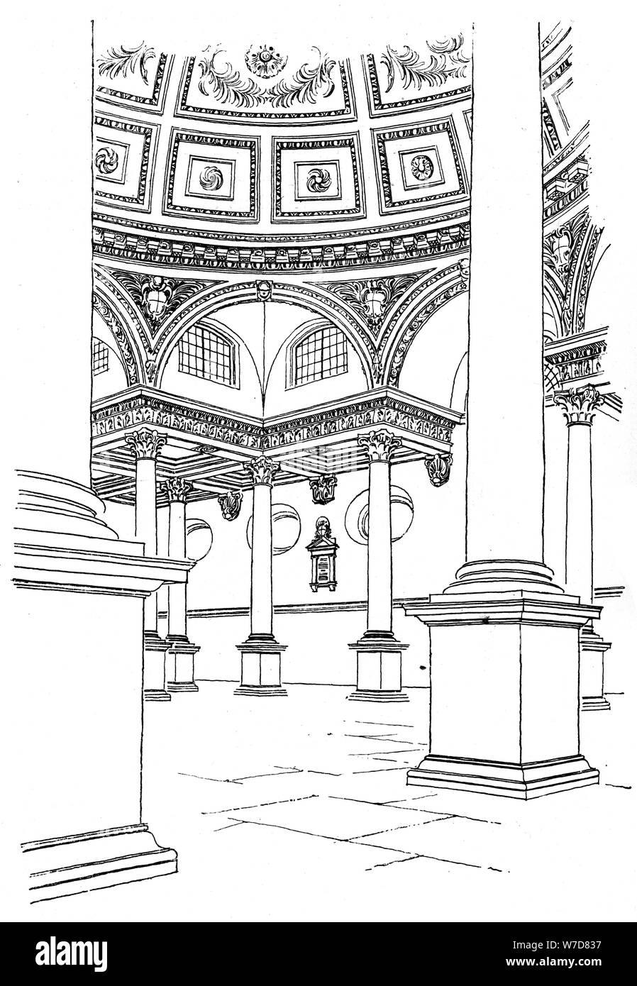 Interno di St Stephen's Church, Walbrook, città di Londra, 1893. Artista: sconosciuto Foto Stock