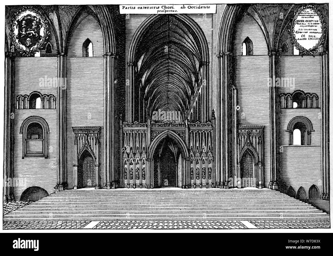 Ingresso al coro della vecchia cattedrale di St Paul, città di Londra, 1892. Artista: sconosciuto Foto Stock