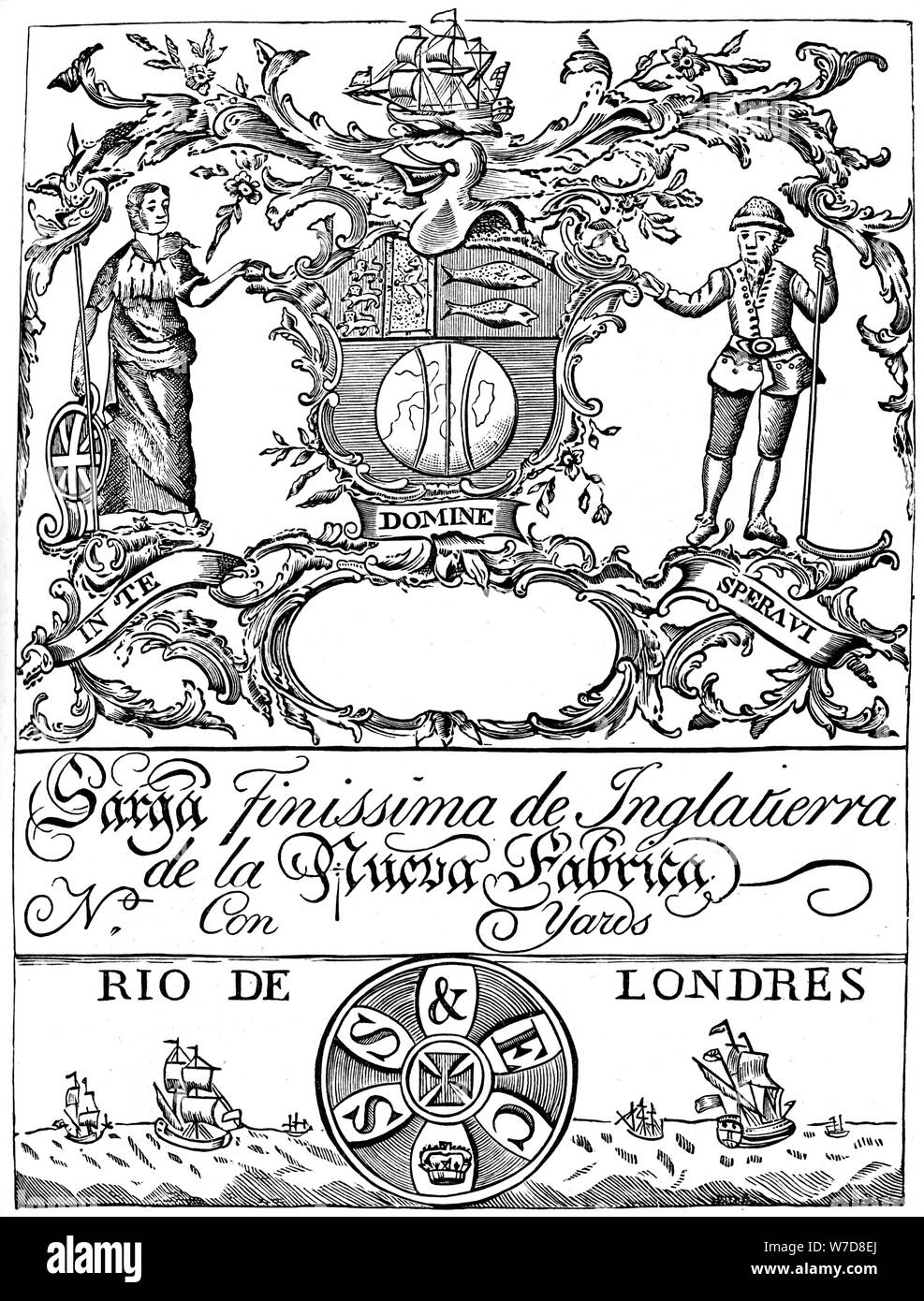 Trade label della South Sea Company, XVIII secolo (1894). Artista: sconosciuto Foto Stock