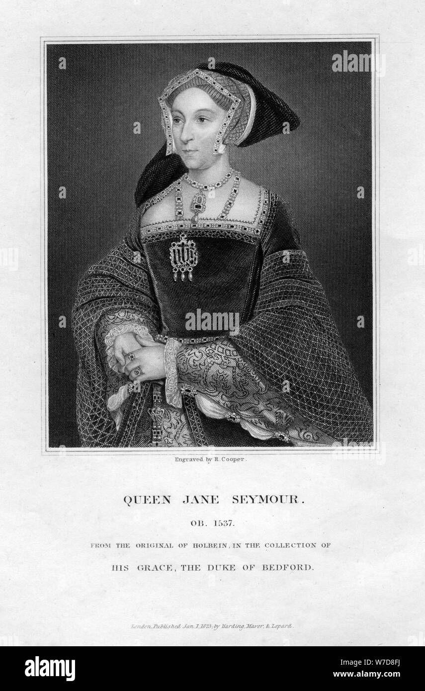 Jane Seymour, terza moglie e Regina di Enrico VIII d'Inghilterra, (1823).Artista: R Cooper Foto Stock