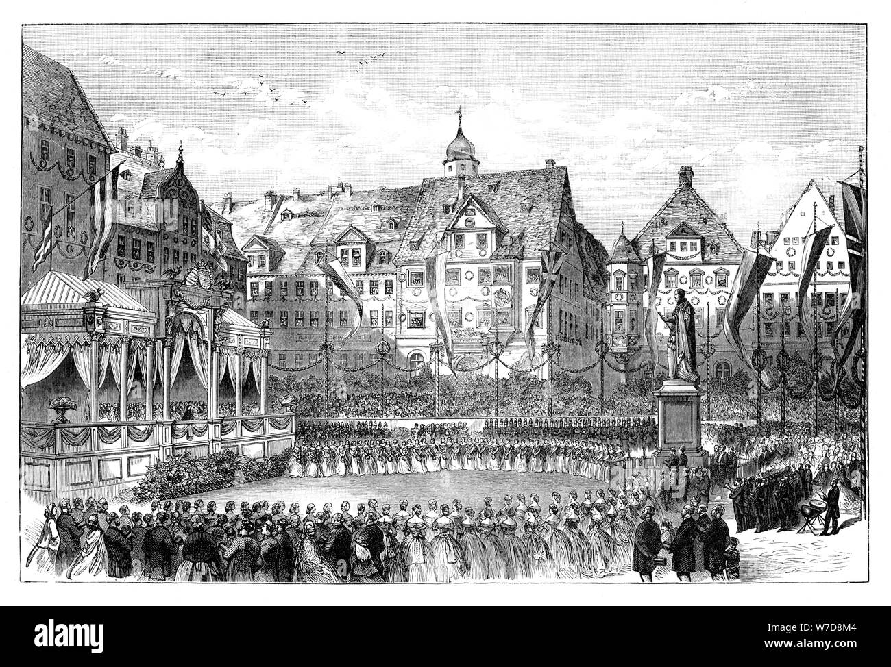 La regina Victoria inaugurazione di una statua del principe Albert, Coburg, Germania, 1865. Artista: sconosciuto Foto Stock