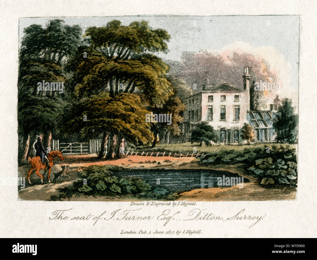 JMW Turner house, Thames Ditton, Surrey, 1817.Artista: ho Hassell Foto Stock