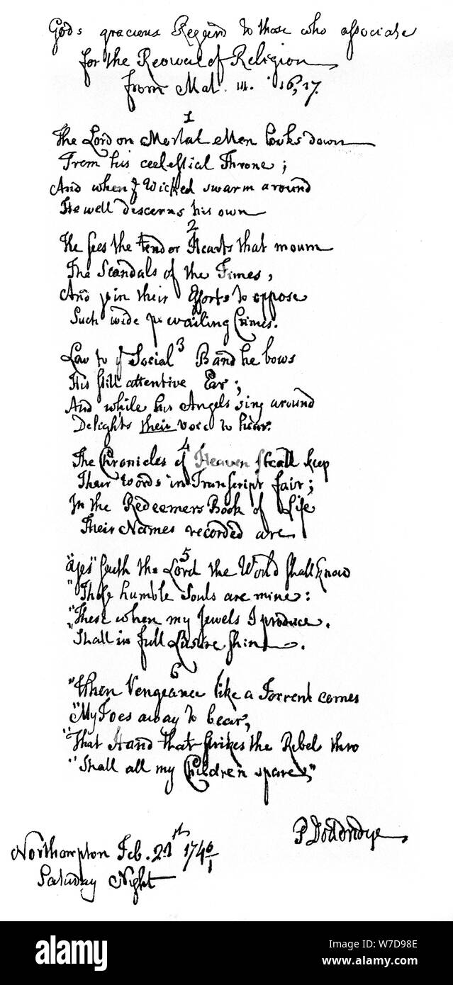 Poesia dal dr. Doddridge, 1746, (1840).Artista: Philip Doddridge Foto Stock