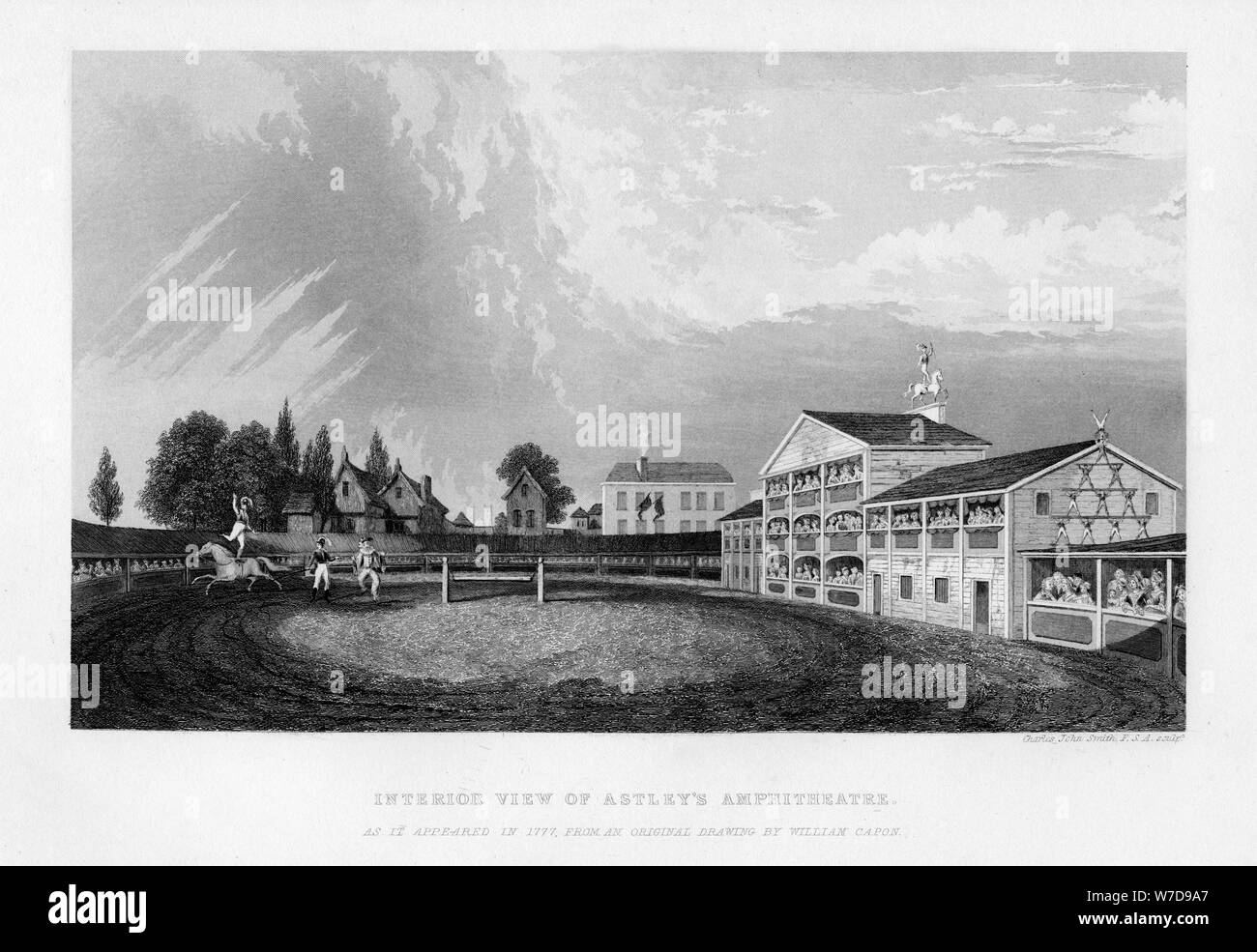 Vista interna del Astley's anfiteatro a Londra come è apparso nel 1777, (1840).Artista: William cappone Foto Stock