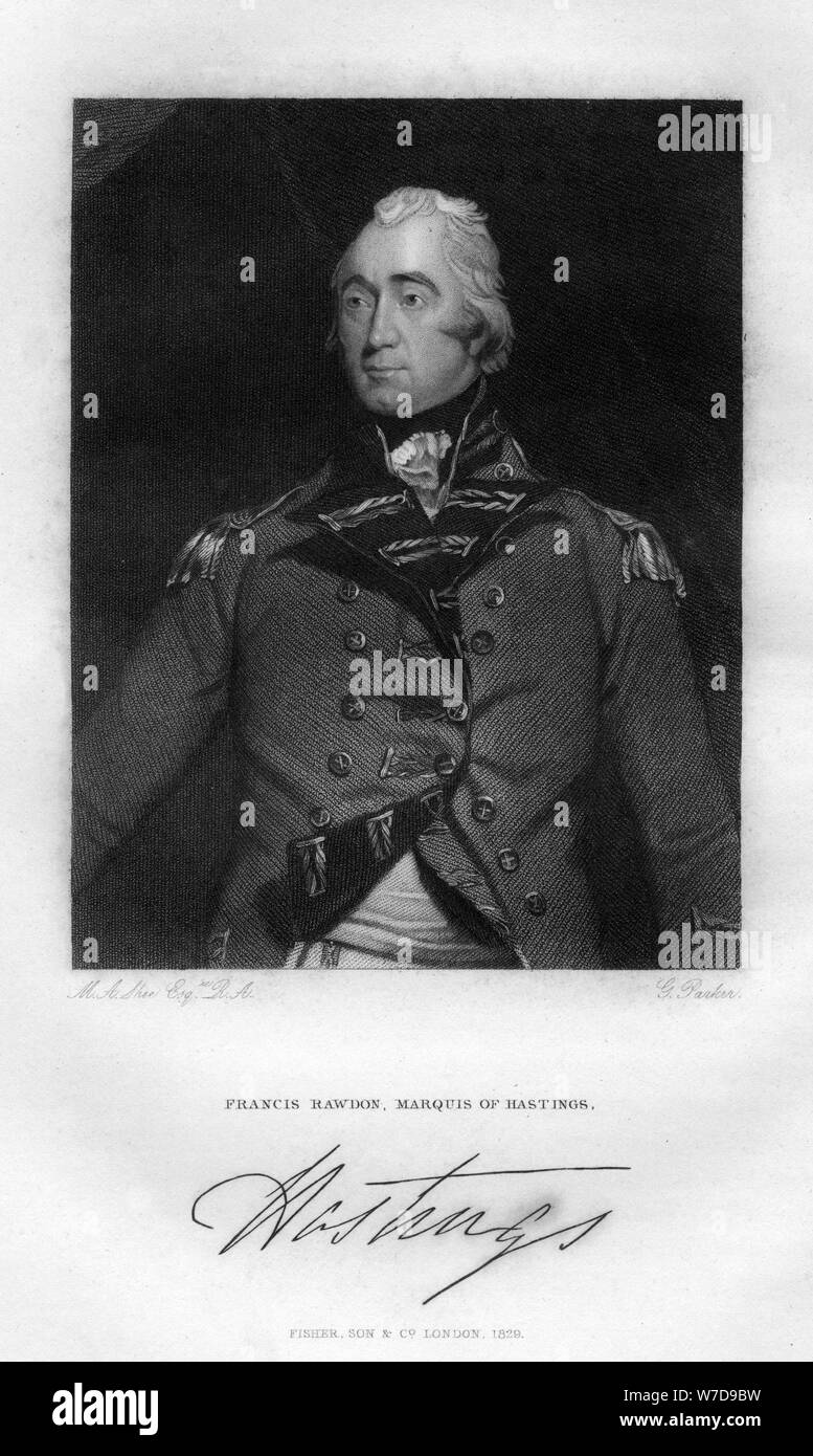 Francesco Rawdon-Hastings (1754-1826), Governatore Generale in India (1829).Artista: G Parker Foto Stock