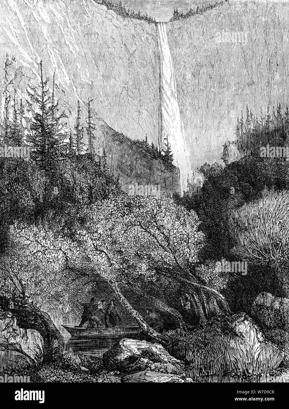 'Cascata', del Parco Nazionale Yosemite in California, del xix secolo.Artista: Paul Huet Foto Stock