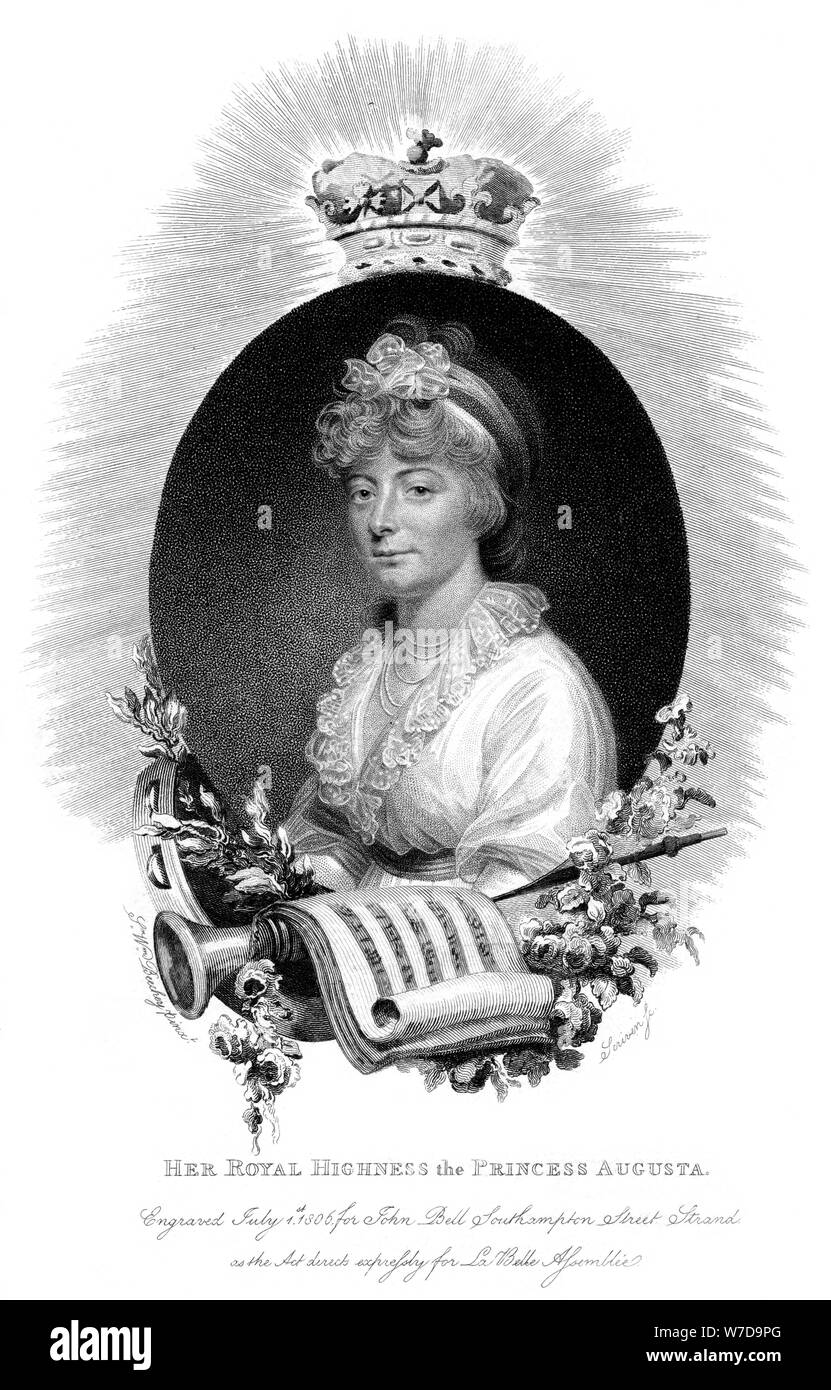 "La Sua Altezza Reale la Principessa Augusta, seconda figlia di George III", 1806. Artista: Scriven Foto Stock