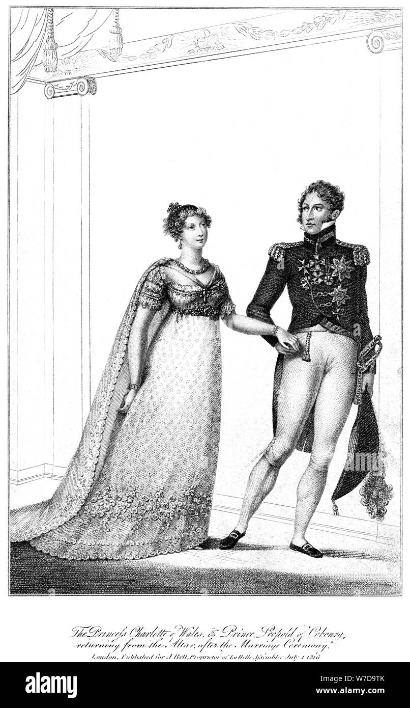 Princess Charlotte & Principe Leopoldo, 1816. Artista: sconosciuto Foto Stock