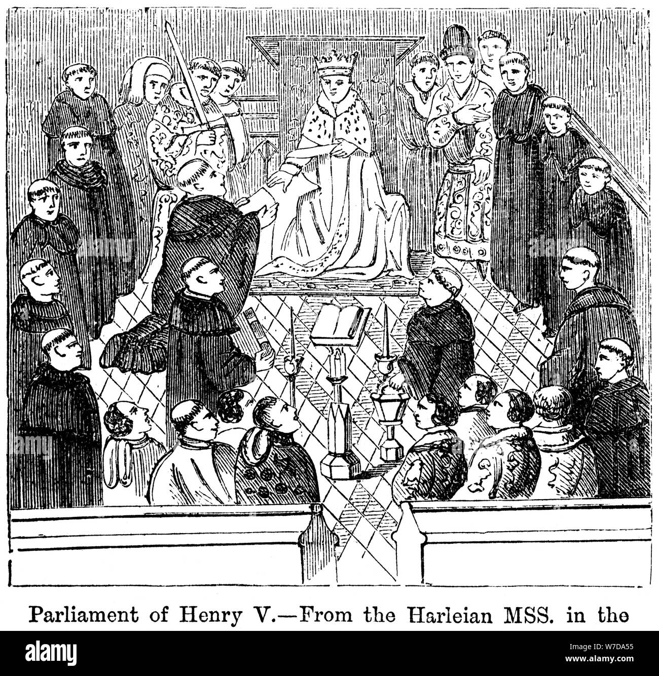 Il parlamento del Re Enrico V (1387-1422). Artista: sconosciuto Foto Stock