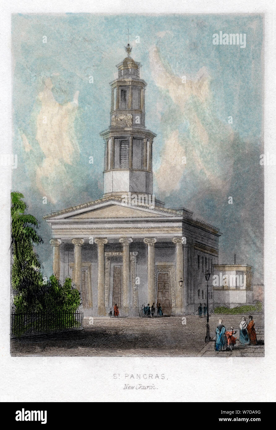 Nuova chiesa, St Pancras, London. Artista: sconosciuto Foto Stock