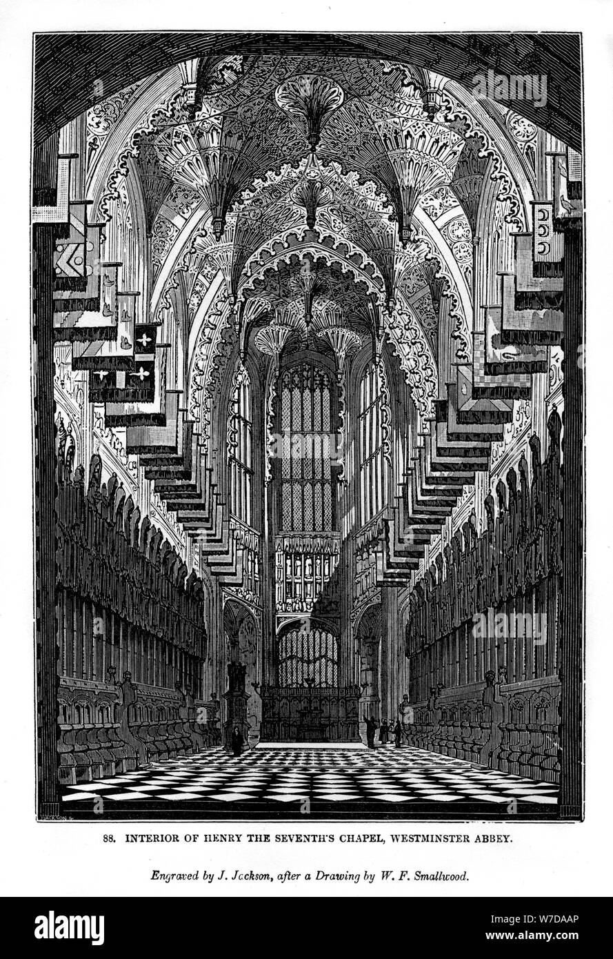 Interno di Enrico VII Cappella, Westminster Abbey, 1843. Artista: J Jackson Foto Stock