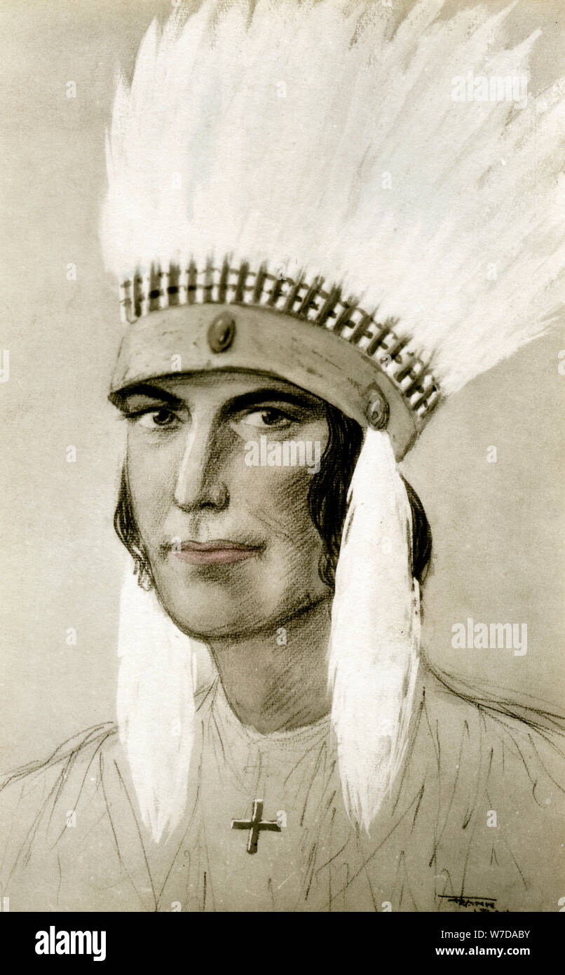 Ritratto di un American Indian, xx secolo. Artista: sconosciuto Foto Stock