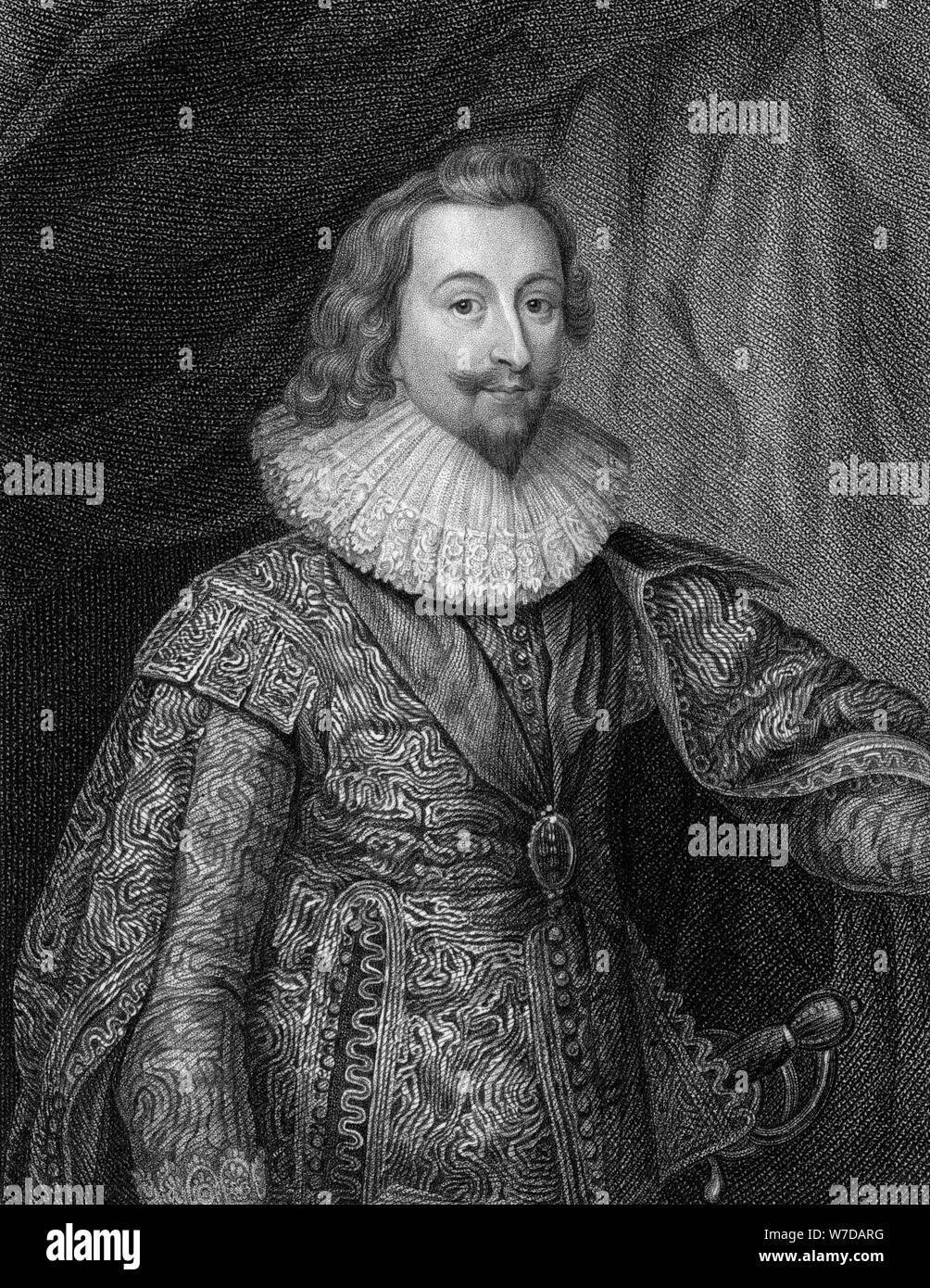 George Villiers, primo duca di Buckingham (1592-1628), 1824.Artista: S Freeman Foto Stock