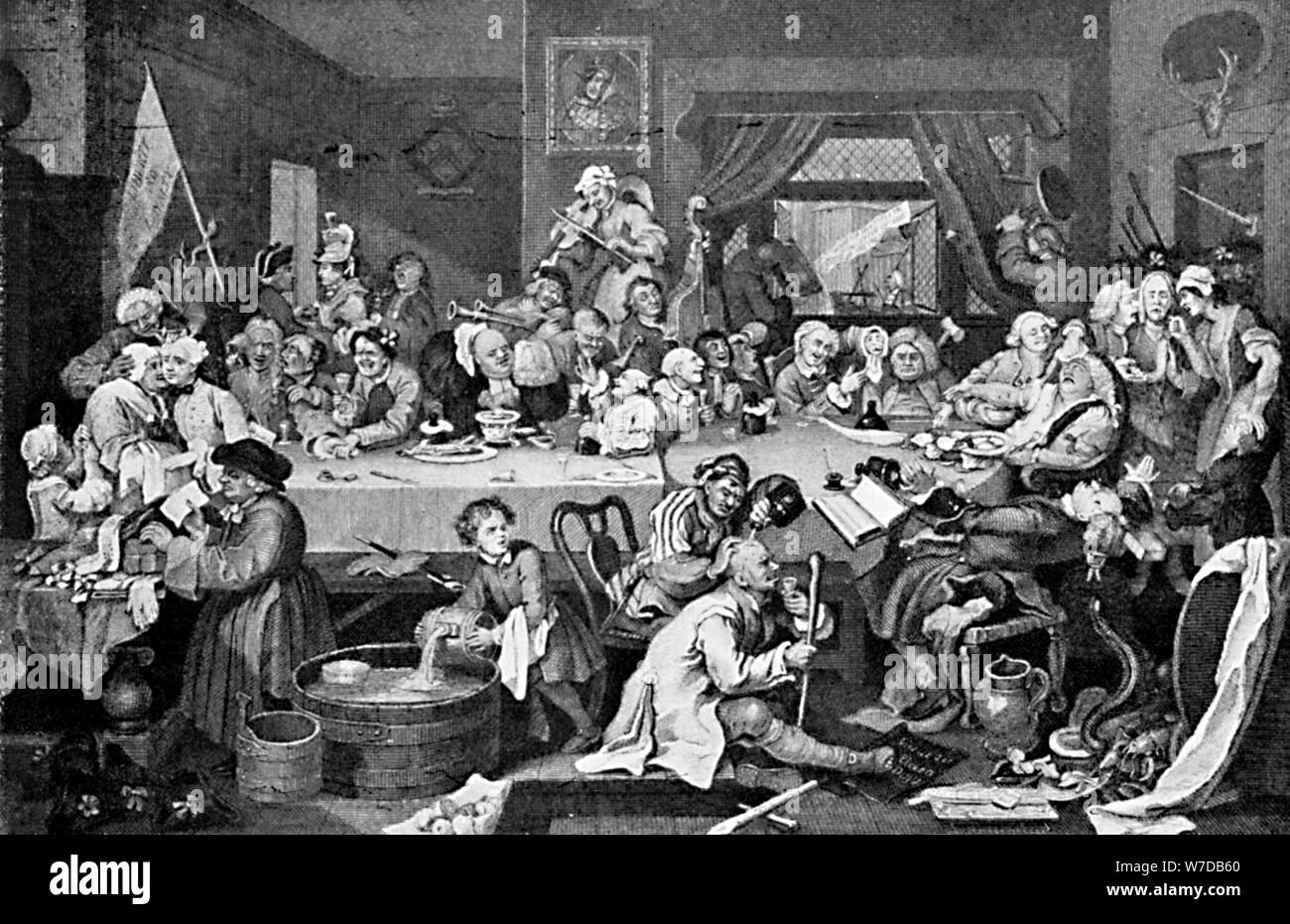 'Un'elezione entertainment', 1755. Artista: William Hogarth Foto Stock