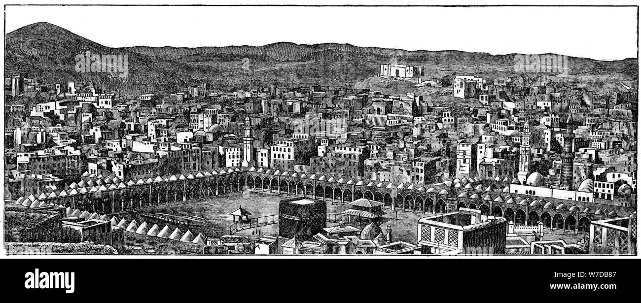 La Kaaba, Masjid al-Haram moschea, Mecca, 1877. Artista: sconosciuto Foto Stock