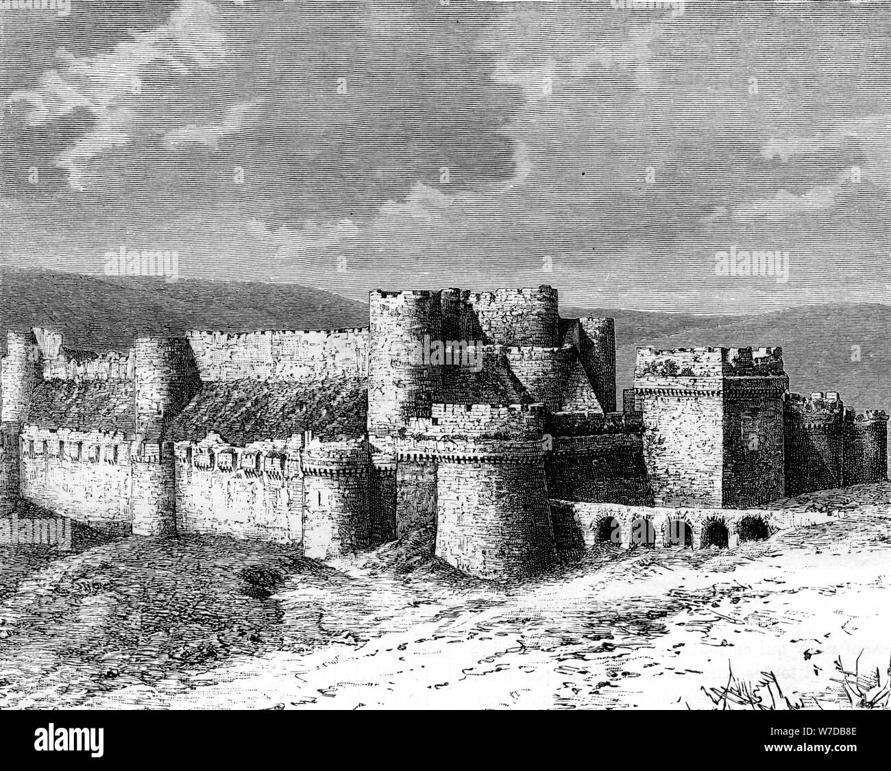 Al Karak castello del XIX secolo. Artista: sconosciuto Foto Stock