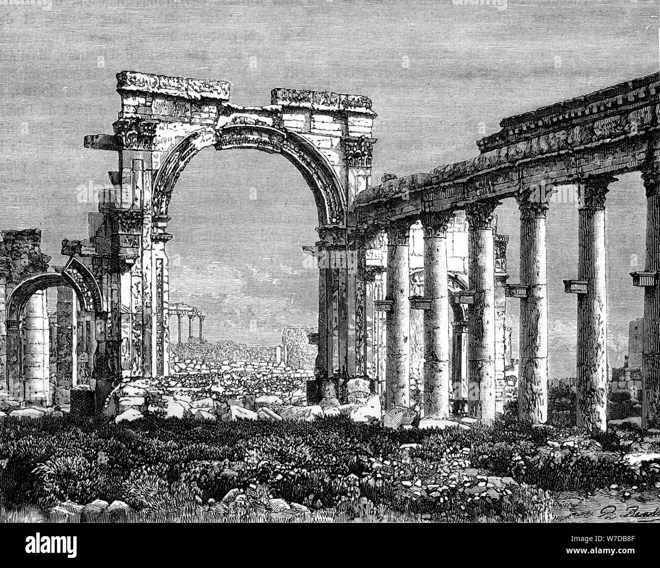Le rovine di Palmyra, Siria, xix secolo. Artista: Benoist Foto Stock