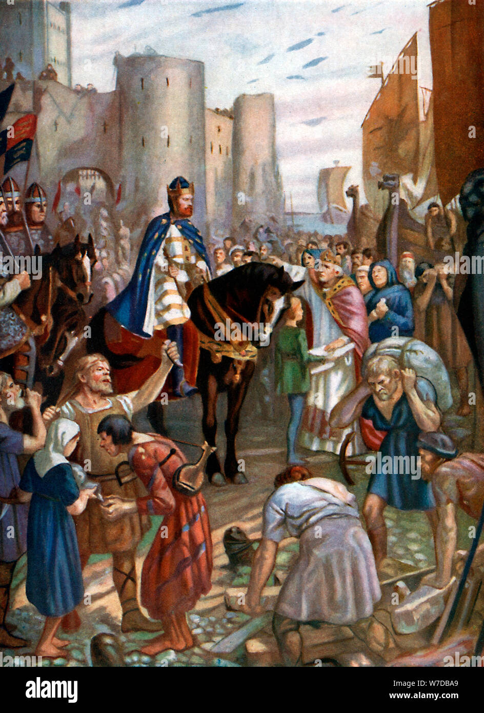 "William Rufus presso la Torre di Londra", fine secolo XI, (c1920).Artista: Charles Goldsborough Anderson Foto Stock