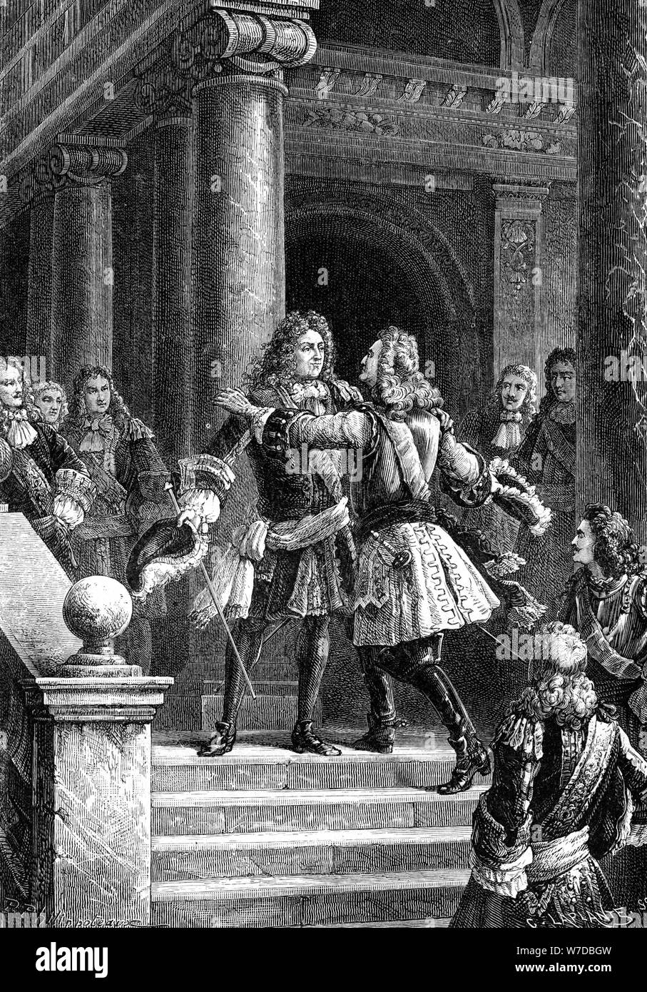 Incontro del maresciallo Villars e il principe Eugenio di Savoia in Rastadt, 1898. Artista: Maresciallo Villars Foto Stock