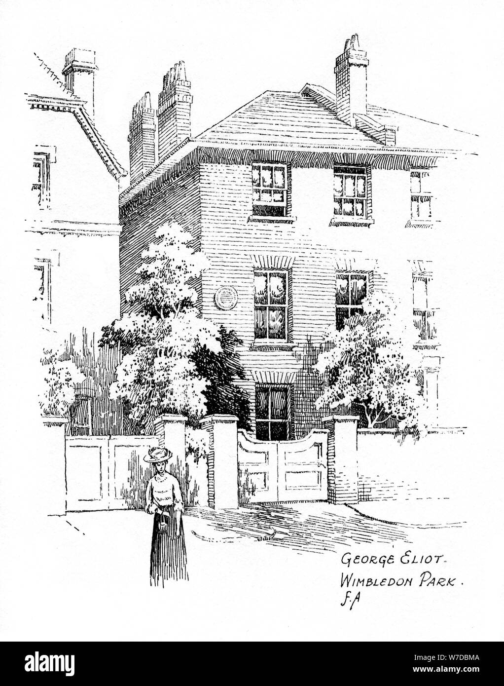George Eliot's house, Wimbledon Park, Londra, 1912. Artista: Federico Adcock Foto Stock