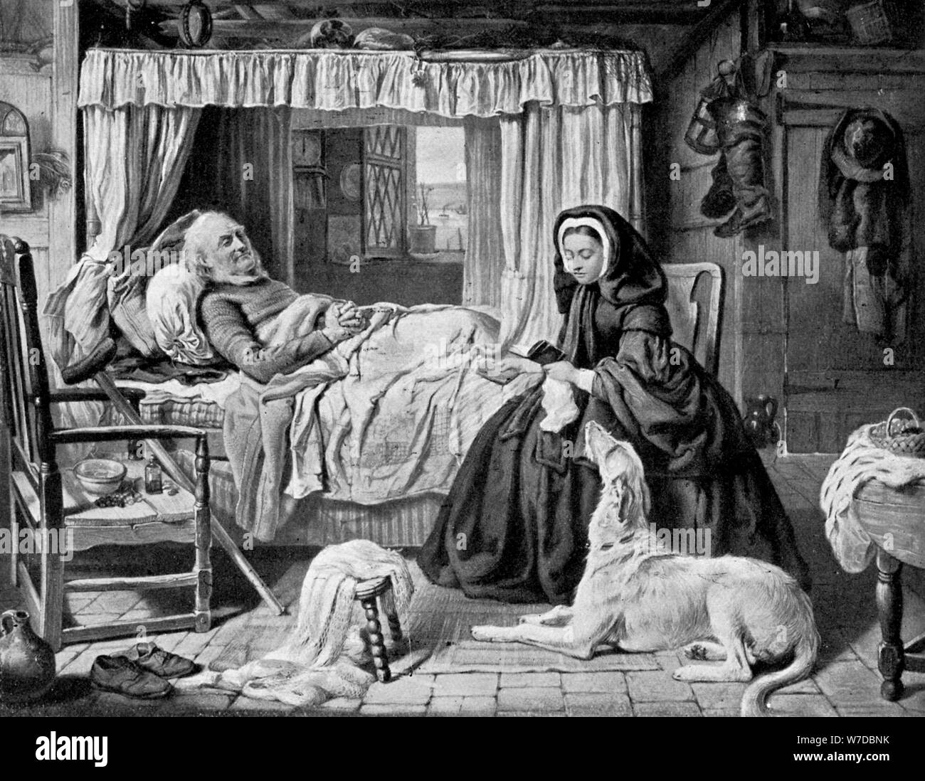 "La regina in un Cottage camera da letto", fine del XIX secolo, (c1920). Artista: sconosciuto Foto Stock