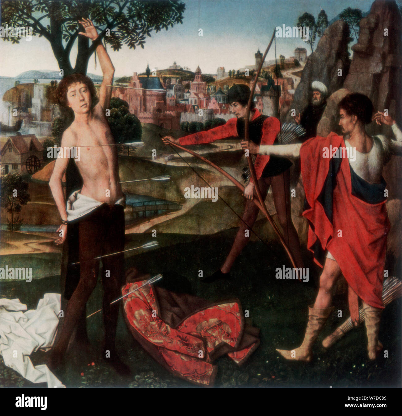 'Martyrdom di San Sebastiano", (1927).Artista: Hans Memling Foto Stock