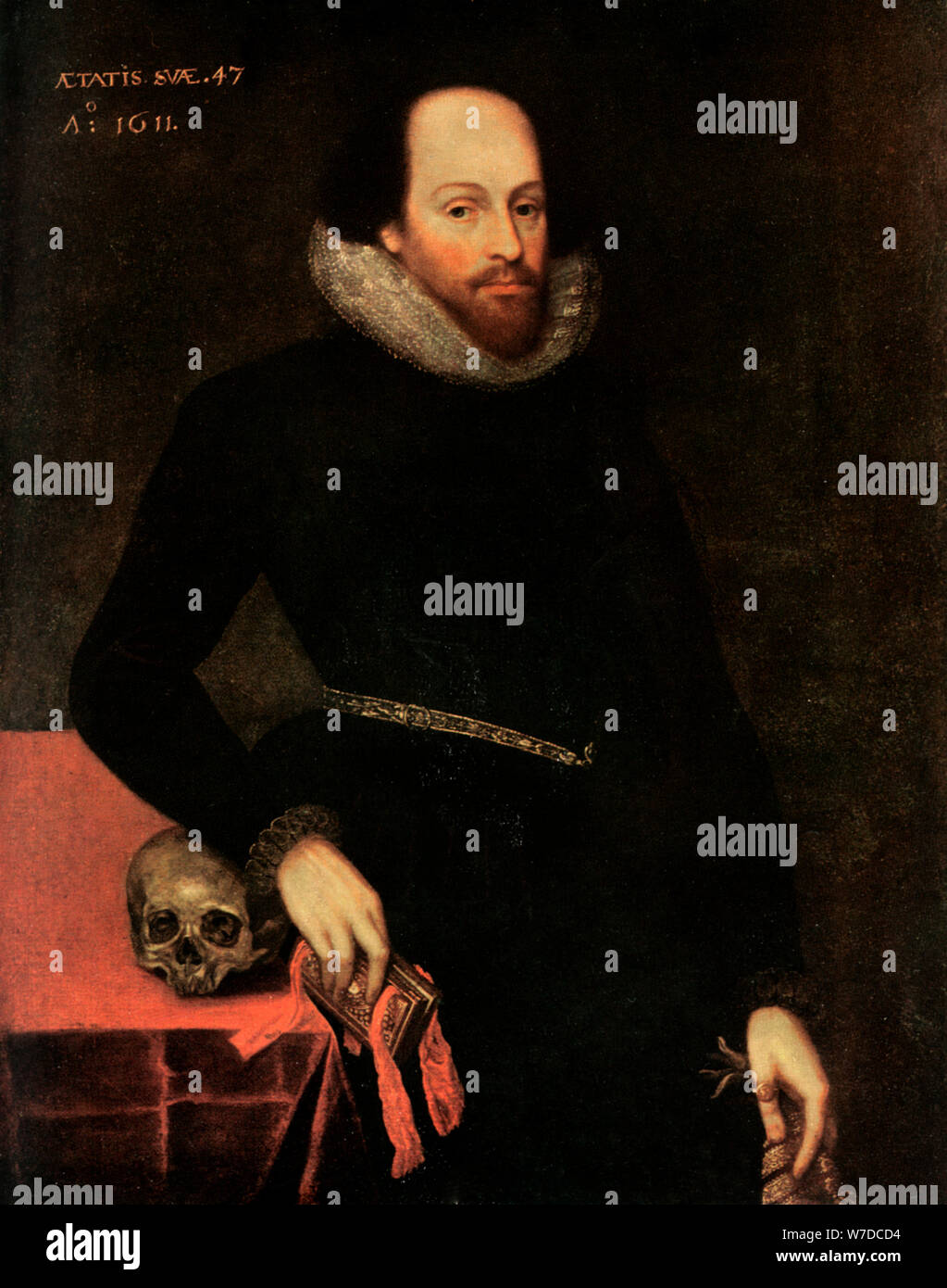 L'Ashbourne Ritratto di Shakespeare, XVI secolo.Artista: Cornelio Ketel Foto Stock