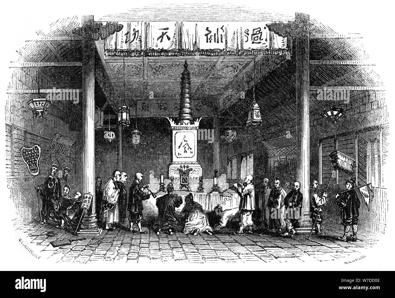 Tempio buddista, Cina, 1847. Artista: Mason Foto Stock