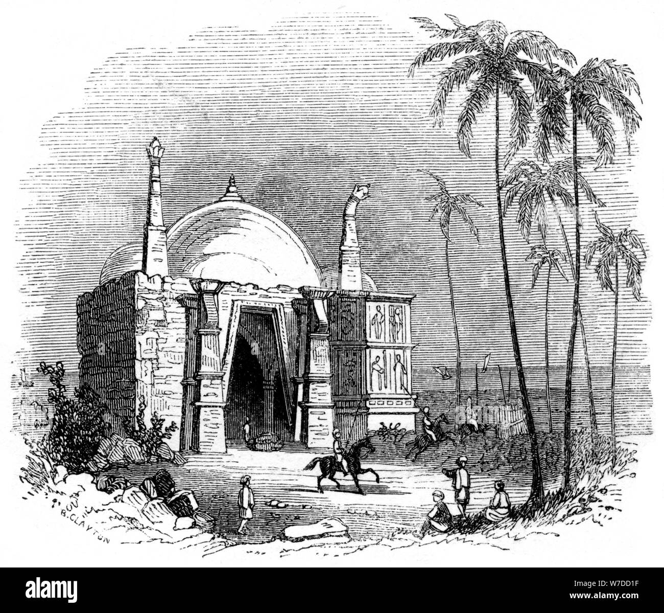 Tempio di Somnath, Gujarat, India, 1847. Artista: Robinson Foto Stock