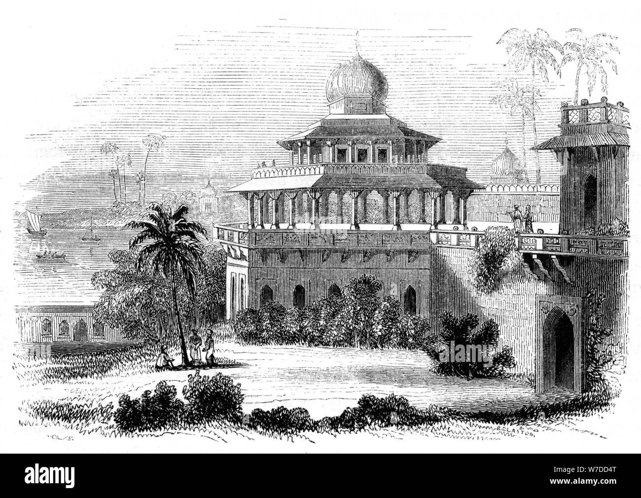 "Chalees Satoon, o il padiglione delle quaranta pilastri", 1847. Artista: Giles Foto Stock