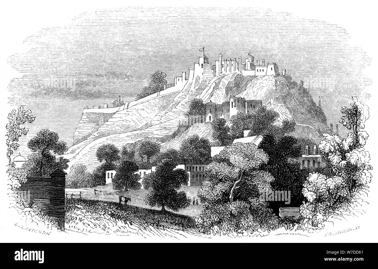 Forte di Gwalior, India, 1847. Artista: Robinson Foto Stock